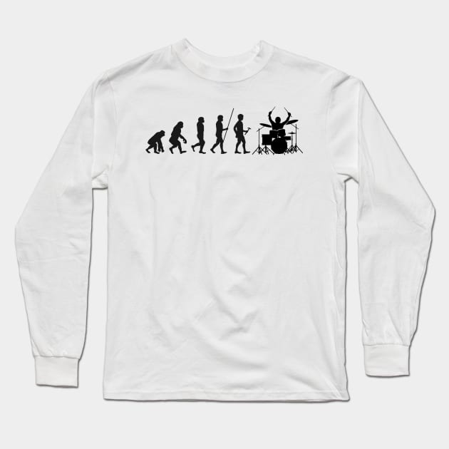 Human Evolution Drummer design Long Sleeve T-Shirt by theodoros20